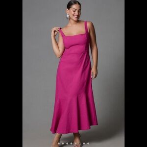 ANTHROPOLOGIE The Ariana Square Neck Asymmetrical Ruffle Hem Dress